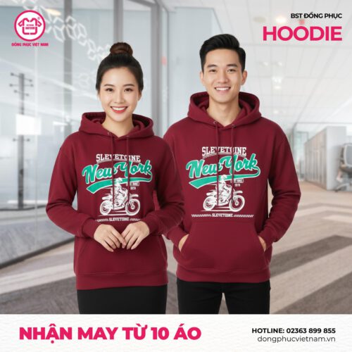 Hoodie Đỏ Son Logo Lớn