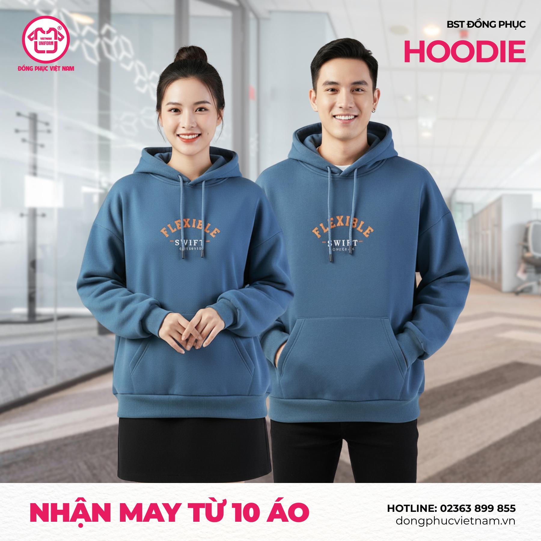 Hoodie xanh denim Hoodie xanh denim