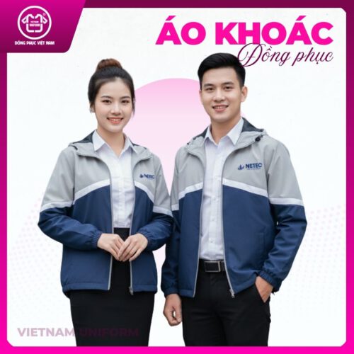 áo khoác phối màu xanh xám