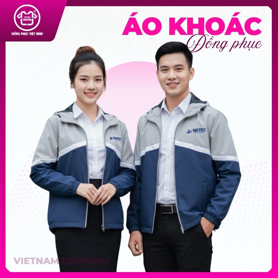 1 áo khoác phối màu xanh xám