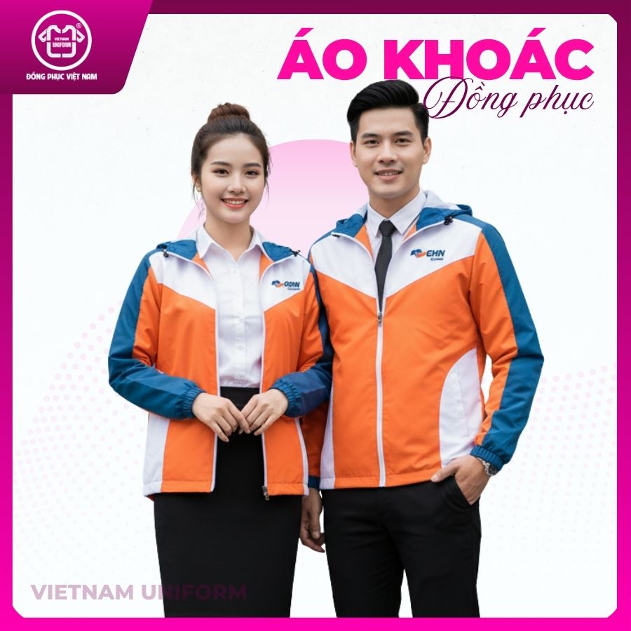 11 Áo khoác cam phối màu xanh trắng