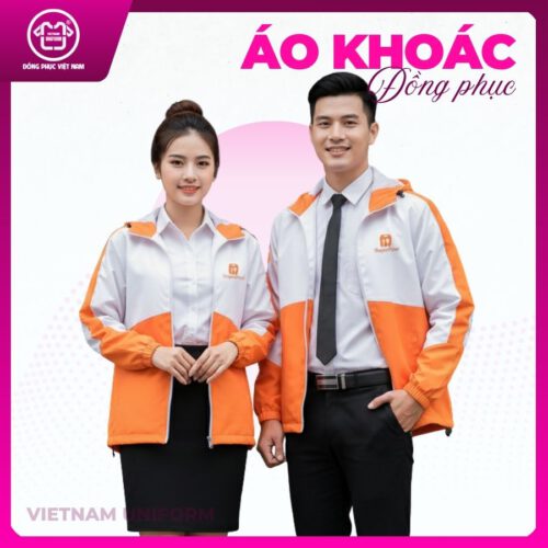 Áo khoác cam phối trắng