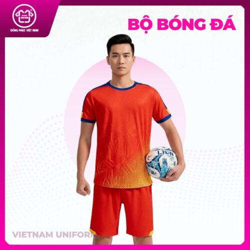 Bộ bóng đá cam viền xanh navy