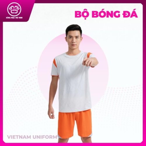 Bộ bóng đá trắng phối cam