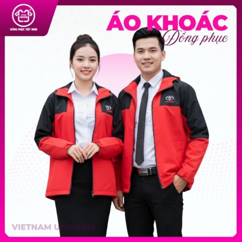 Áo khoác đỏ phối đen