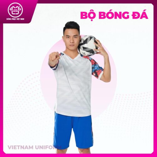 Bộ bóng đá xanh dương phối trắng