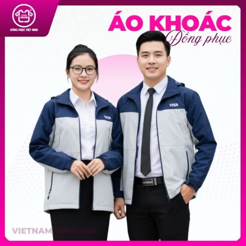 Áo khoác trắng phối xanh đậm