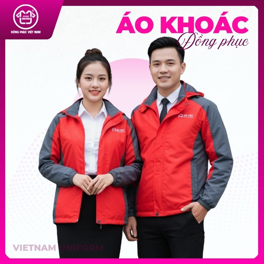 18 Áo khoác đỏ phối xám đậm