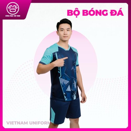 Bộ bóng đá màu xanh đen phối xanh ngọc