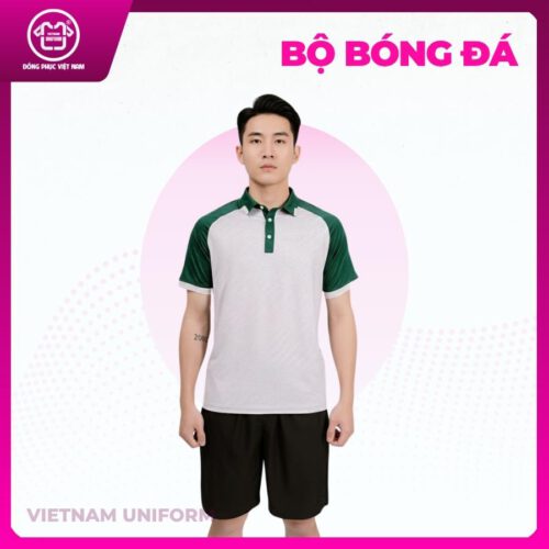 Bộ bóng đá trắng đen phối xanh lá
