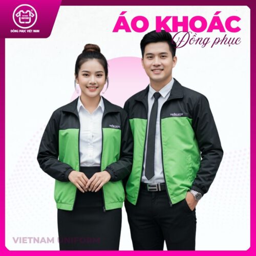 Áo khoác xanh chuối non phối đen
