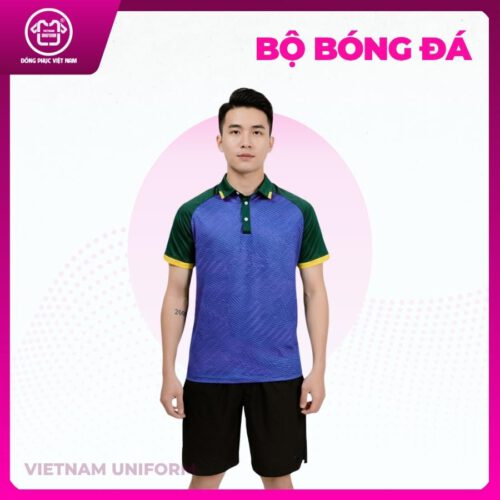 Bộ bóng đá màu xanh dương phối đen, vàng