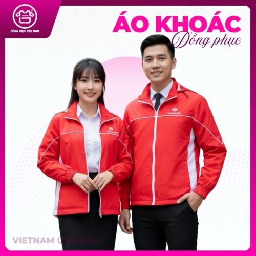 Áo khoác đỏ phối line trắng