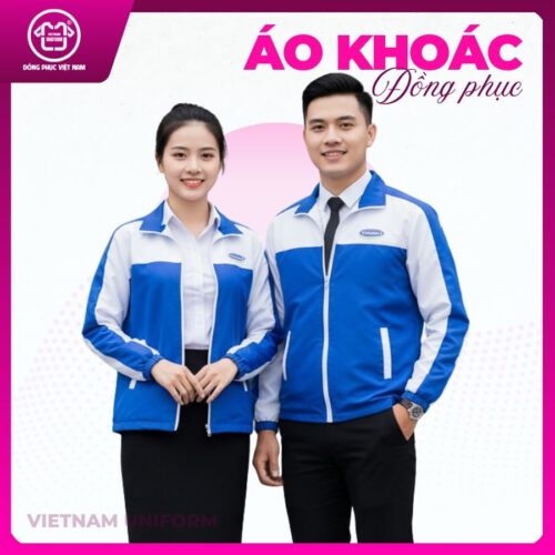 Áo khoác xanh đậm phối trắng