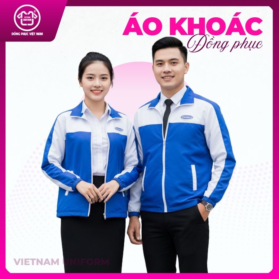 24 Áo khoác xanh đậm phối trắng