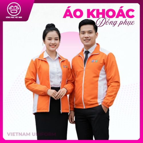 Áo khoác cam phối trắng