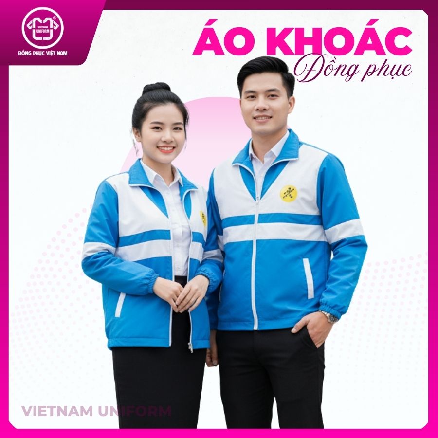 26 Áo khoác xanh nhạt trắng phối màu