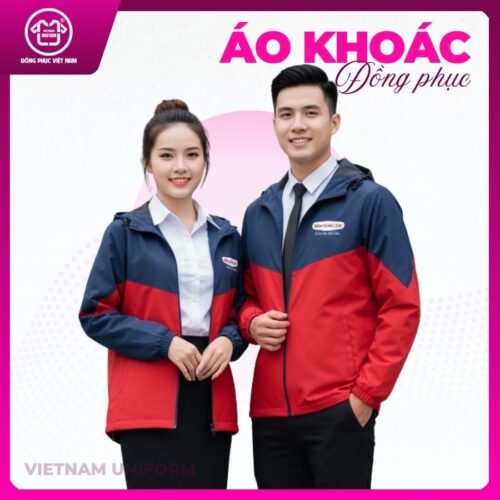 Áo khoác phối màu đỏ xanh đậm