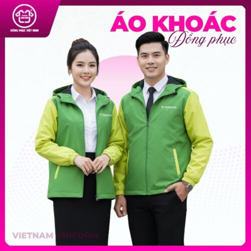 Áo khoác xanh lá phối màu