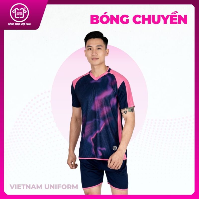 Bộ bóng chuyền in 3d xanh hồng