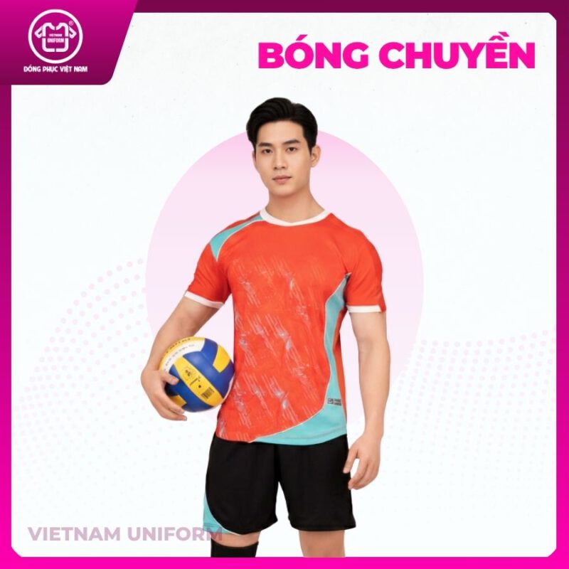 Bộ bóng chuyền in 3d đỏ xanh