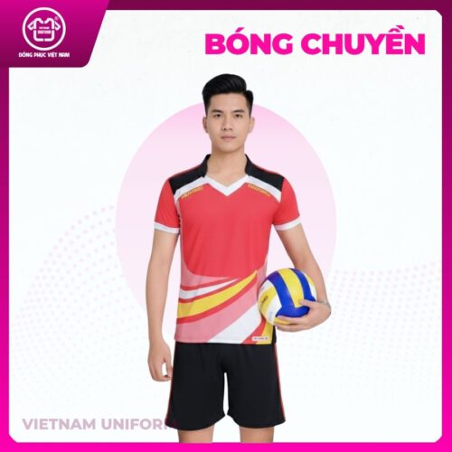 Bộ bóng chuyền in 3d đỏ đen