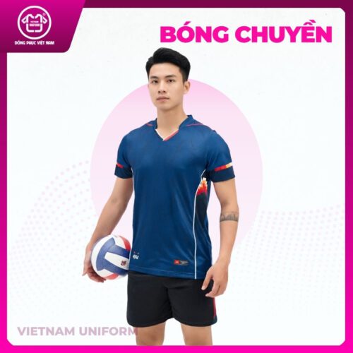 Bộ bóng chuyền in 3d xanh mix đen