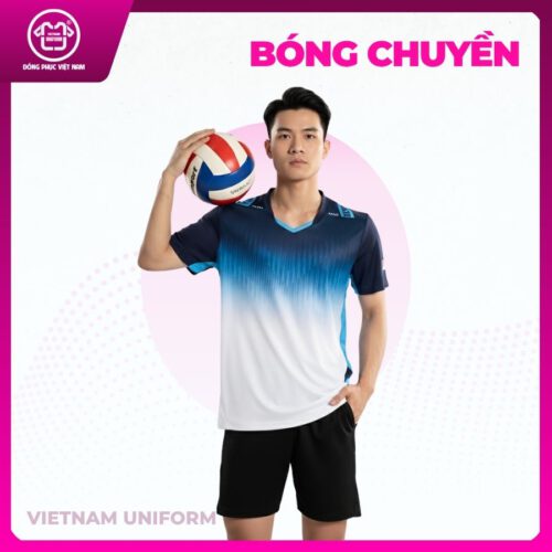 Bộ bóng chuyền gradient xanh đen trắng