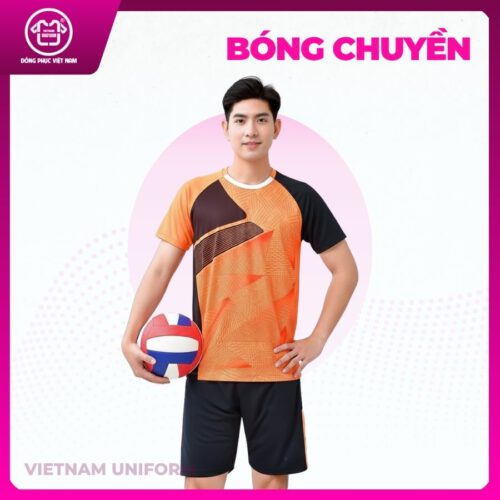 Bộ bóng chuyền in 3d cam đen