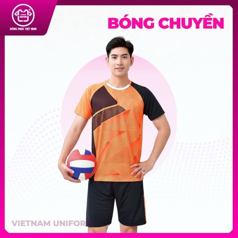 Bộ bóng chuyền in 3d cam đen