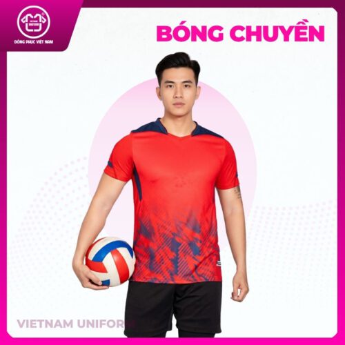 Bộ bóng chuyền in 3d đỏ xanh đen