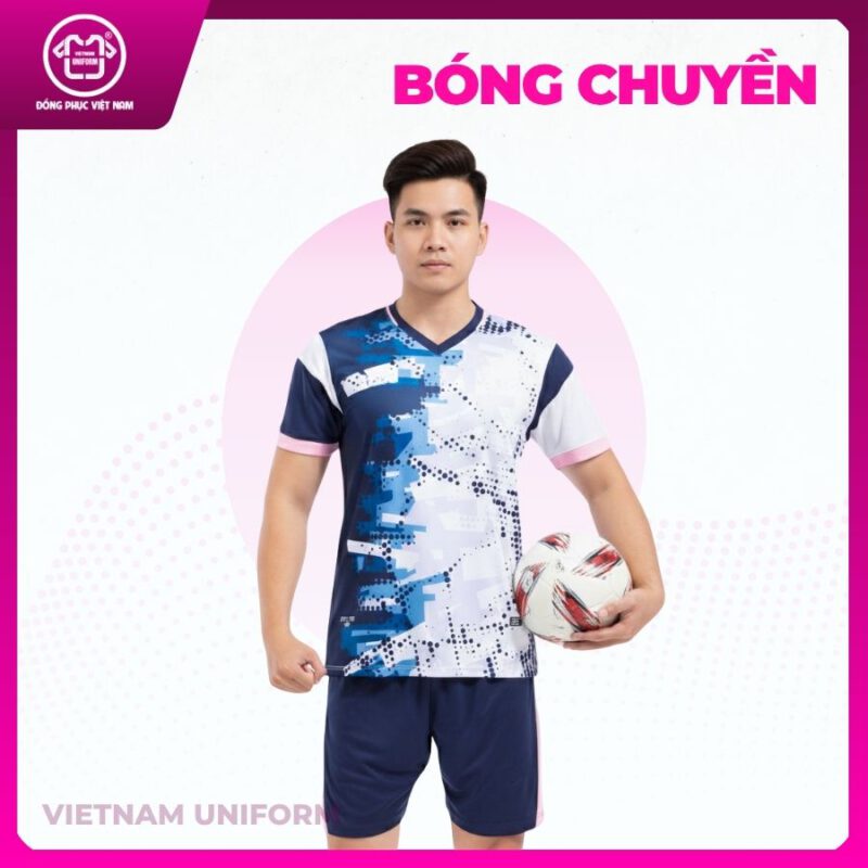 Bộ bóng chuyền in 3d Xanh trắng