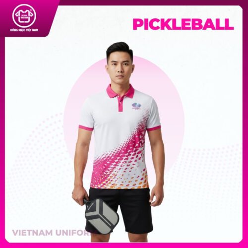 Bộ pickleball 3d trắng phối hồng