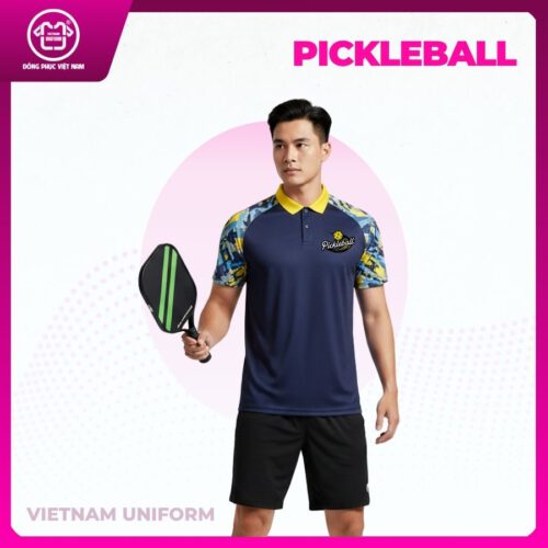 Bộ pickleball xanh đen mix tay áo vàng