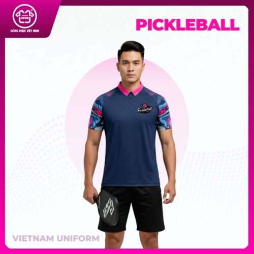 Bộ pickleball xanh đen mix tay áo đỏ