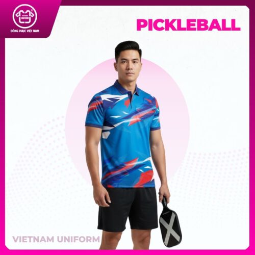 Bộ pickleball 3d xanh lam phối đỏ