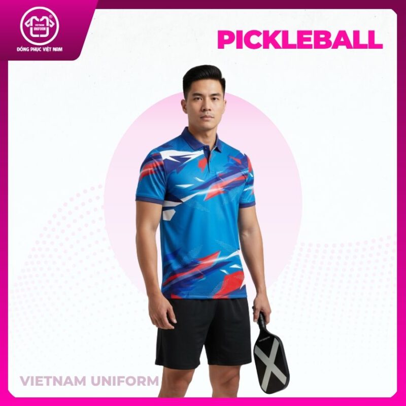 Bộ pickleball 3d xanh lam phối đỏ