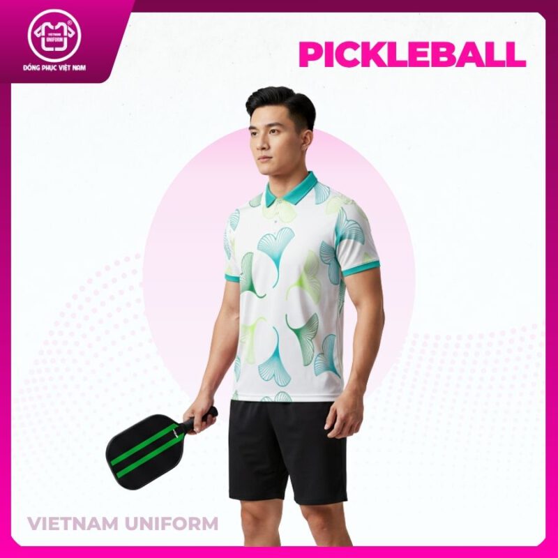 Bộ pickleball 3d trắng mix xanh lá