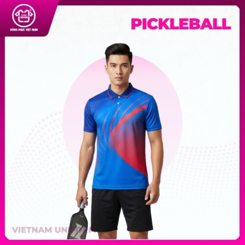 Bộ pickleball 3d xanh dương mix đỏ