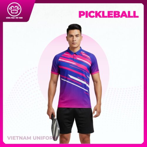 Bộ pickleball 3d xanh dương mix hồng