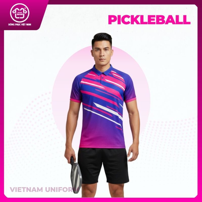 Bộ pickleball 3d xanh dương mix hồng