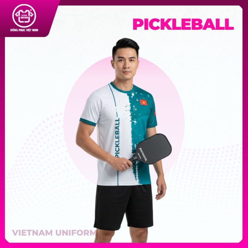 Bộ pickleball phối trắng xanh