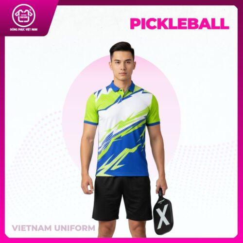 Bộ pickleball xanh dương mix xanh chuối non
