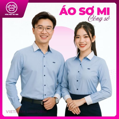 Sơ mi xanh cổ trắng