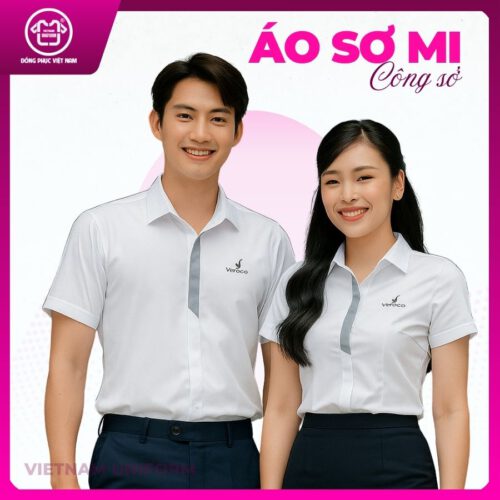 Sơ mi trắng phối cổ ghi