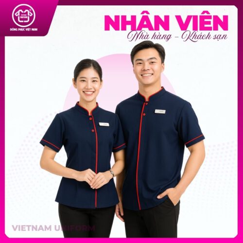 Đồng phục nhà hàng khách sạn mix xanh đen