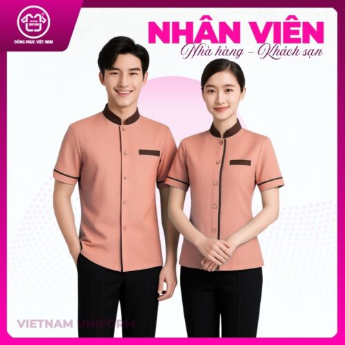 Đồng phục nhà hàng khách sạn phối hồng đen