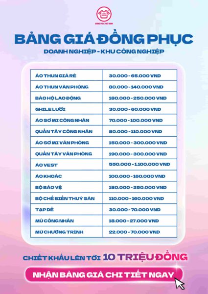 Bảng giá đồng phục khu công nghiệp