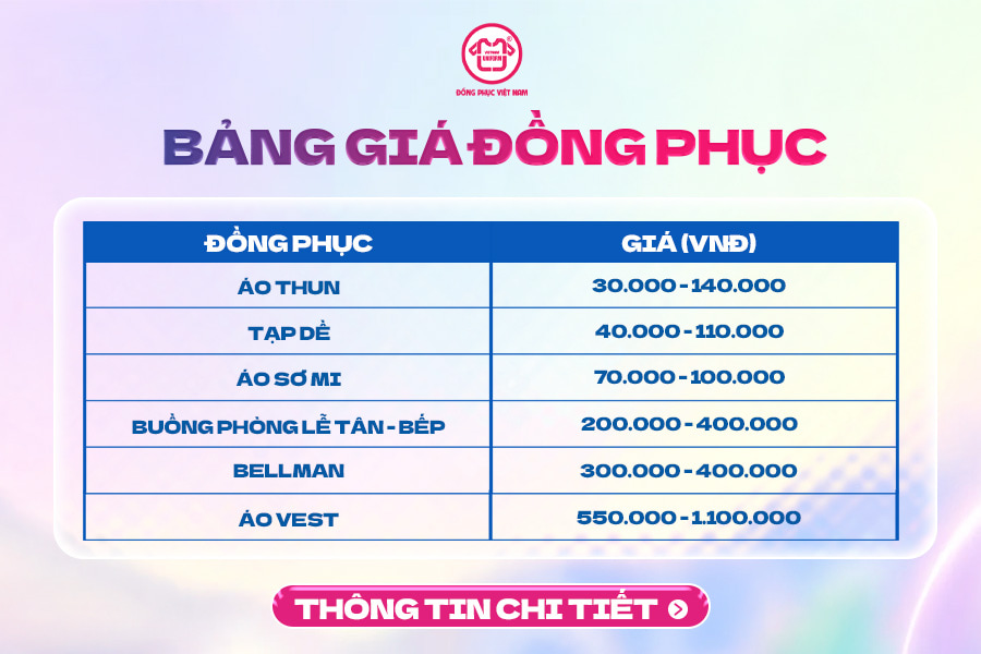 Bảng giá đồng phục khách sạn mới nhất