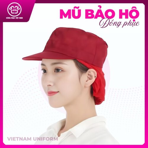 Mũ bảo hộ màu đỏ ( Lưỡi trai có lưới trùm tóc)